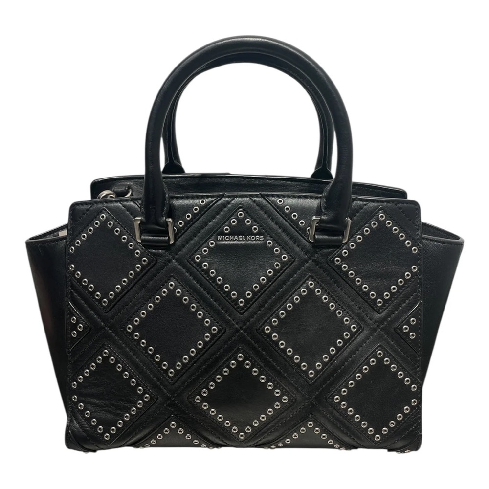 Michael Kors Black Quilted Studded Satchel